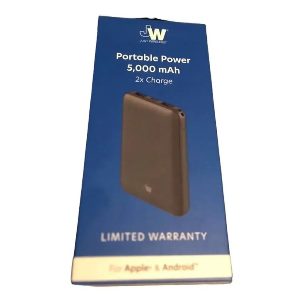New Just Wireless Portable Power Bank 5000mAh